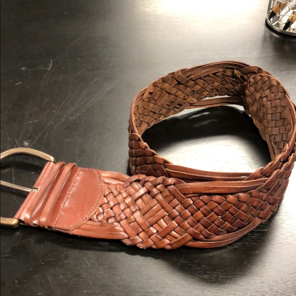 Brown braided leather belt